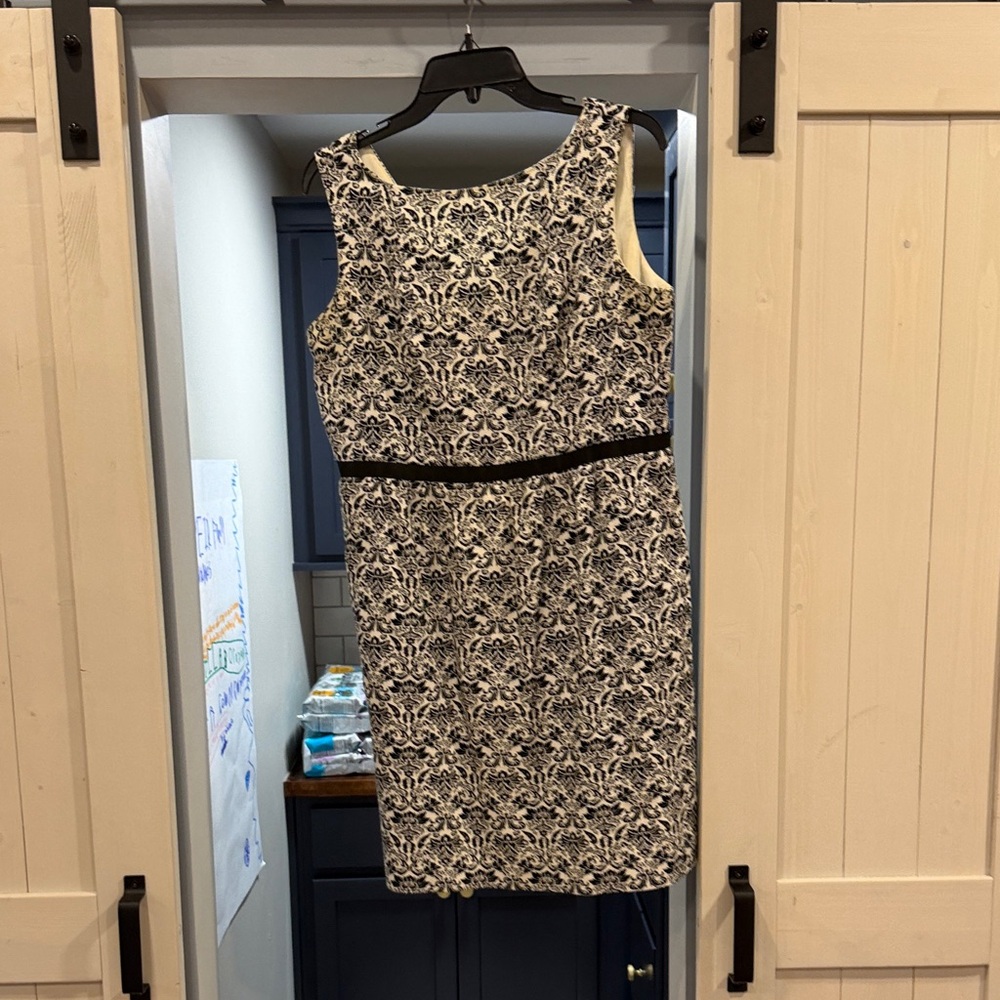 LOFT Black and White Floral Midi Dress